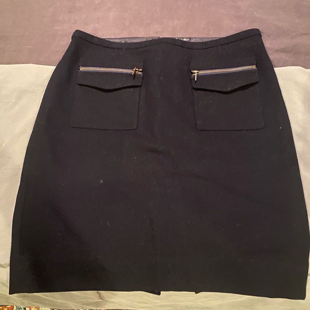 J Crew Wool Pencil Skirt - Navy Blue.